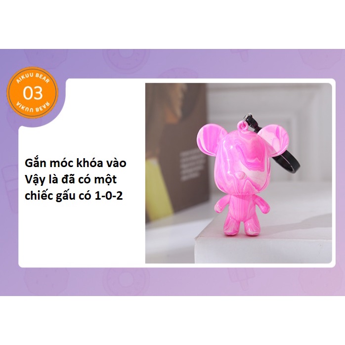 DIY / BỘ KIT GẤU ĐỔ MÀU LÀM MÓC KHOÁ GẤU BEARBRICK HIỆU ỨNG MÀU LOANG MARBEL