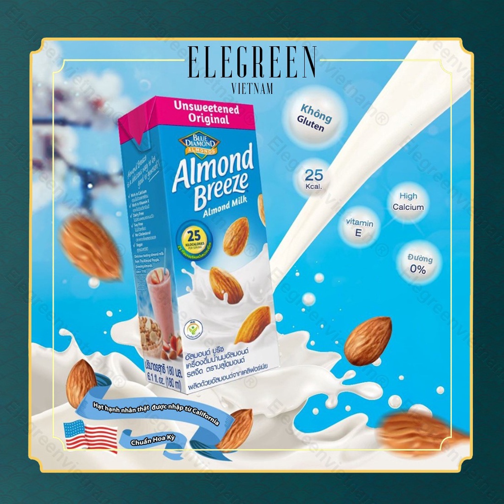 Sữa hạnh nhân không đường , Sữa hạt dinh dưỡng ALMOND BREEZE