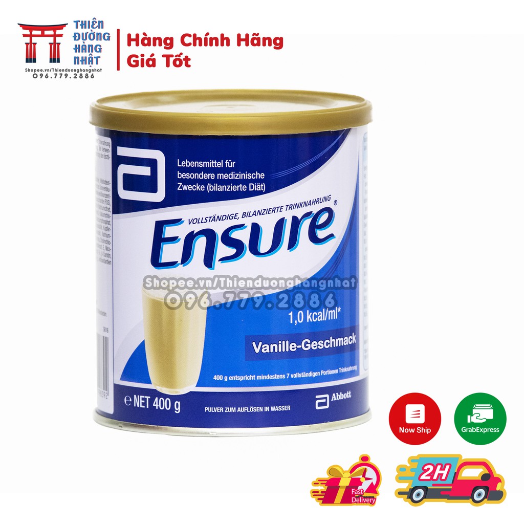 Sữa Ensure Đức, sữa bột bổ sung dưỡng chất cho trẻ hộp sắt 400gr [Date 9/2022]