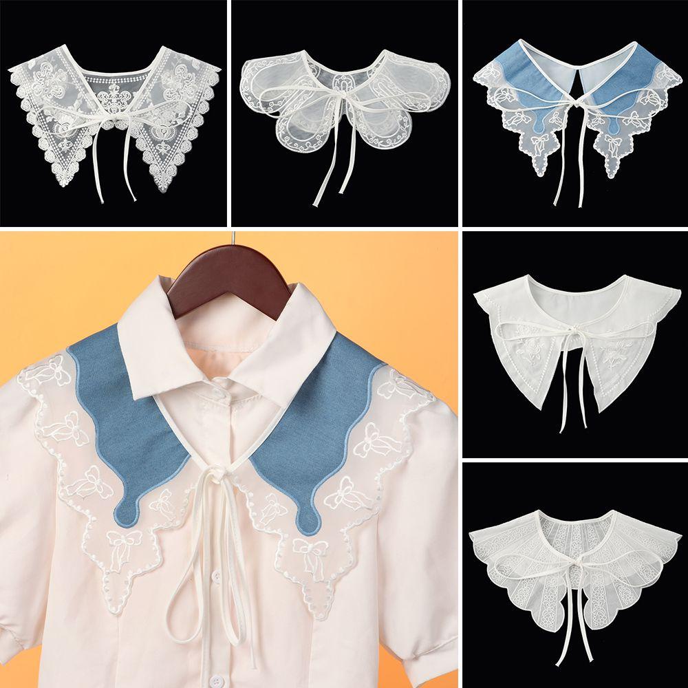 Cổ Áo Ren Giả Thêu Họa Tiết Hoa Xinh Xắn Chống Nắng Đa Năng Thời Trang Cho Nữ
