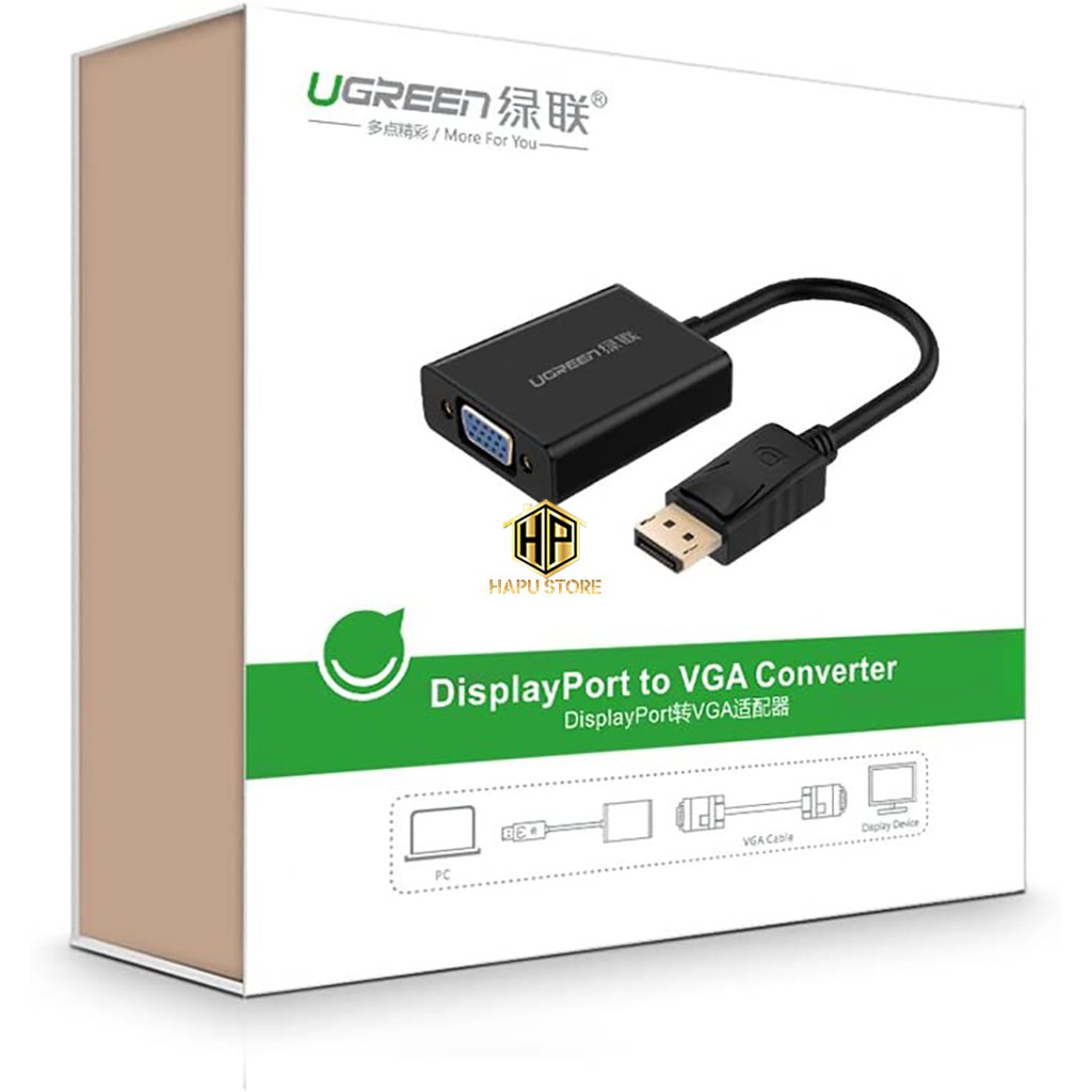 Cáp chuyển Displayport to VGA Ugreen 20414 vỏ nhôm cao cấp - Hapustore