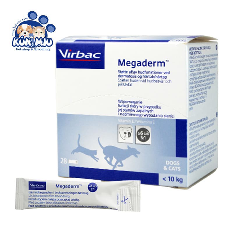 10 gói Gel dinh dưỡng giúp mượt lông cho chó mèo Virbac Megaderm 4ml