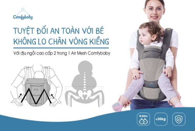 [New Full Box] - Địu có đế ngồi 4 tư thế Comfybaby Premium