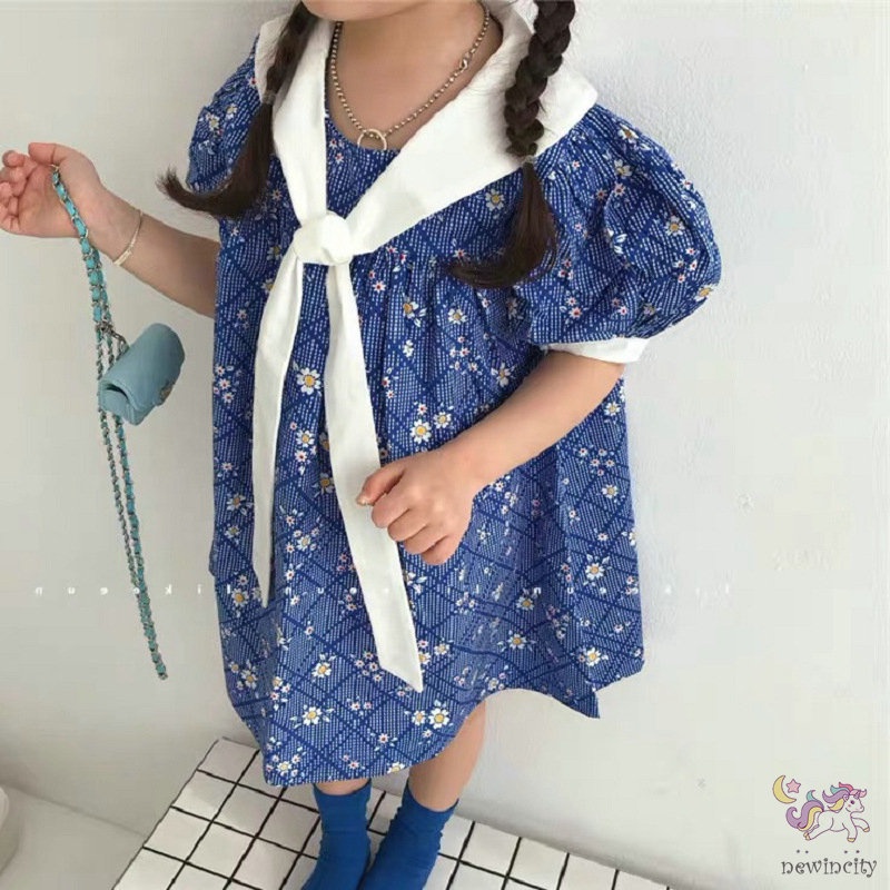 Đầm Xòe Công Chúa In Hoa Phong Cách Hàn Quốc Cho Bé Gái