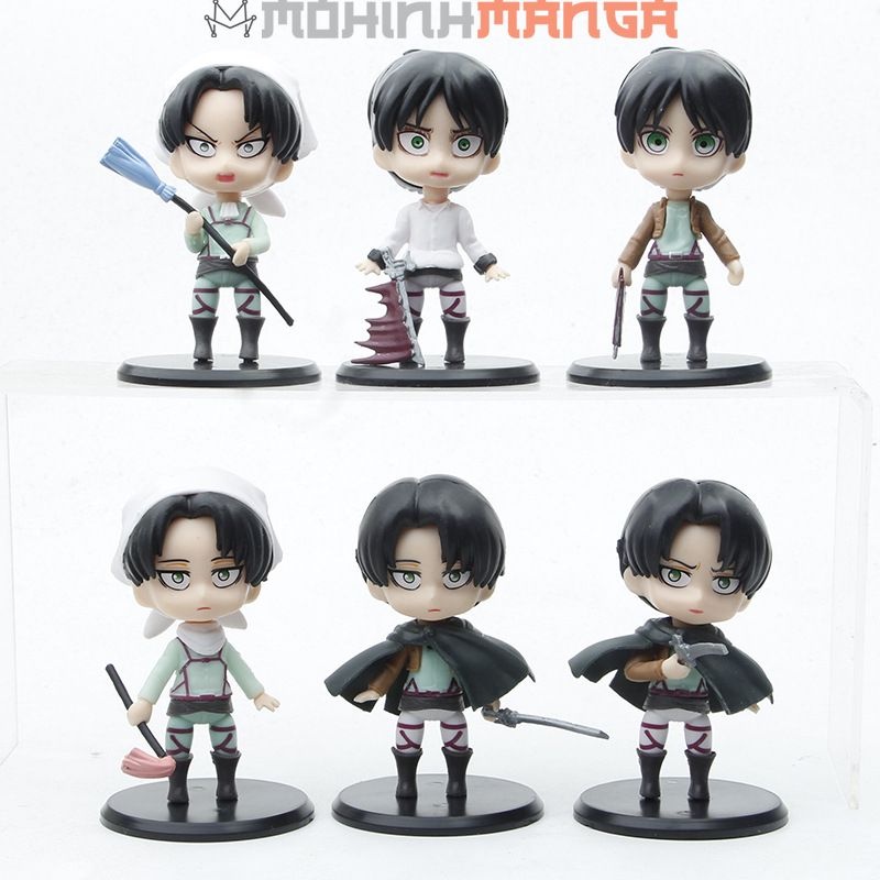 Mô hình chibi 6 nhân vật Attack on titan Đại chiến titan Levi Jean Historia Annie Sasha Armin Erwin Eren Yeager Mikasa