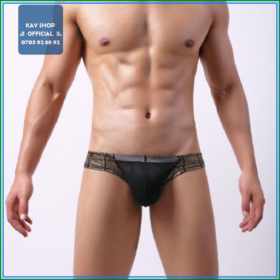 Quần lót nam tam giác lưới sexy nửa mông thun ánh kim đẹp mắt - Quần sịp nam ôm mông căng quyến rũ gợi cảm