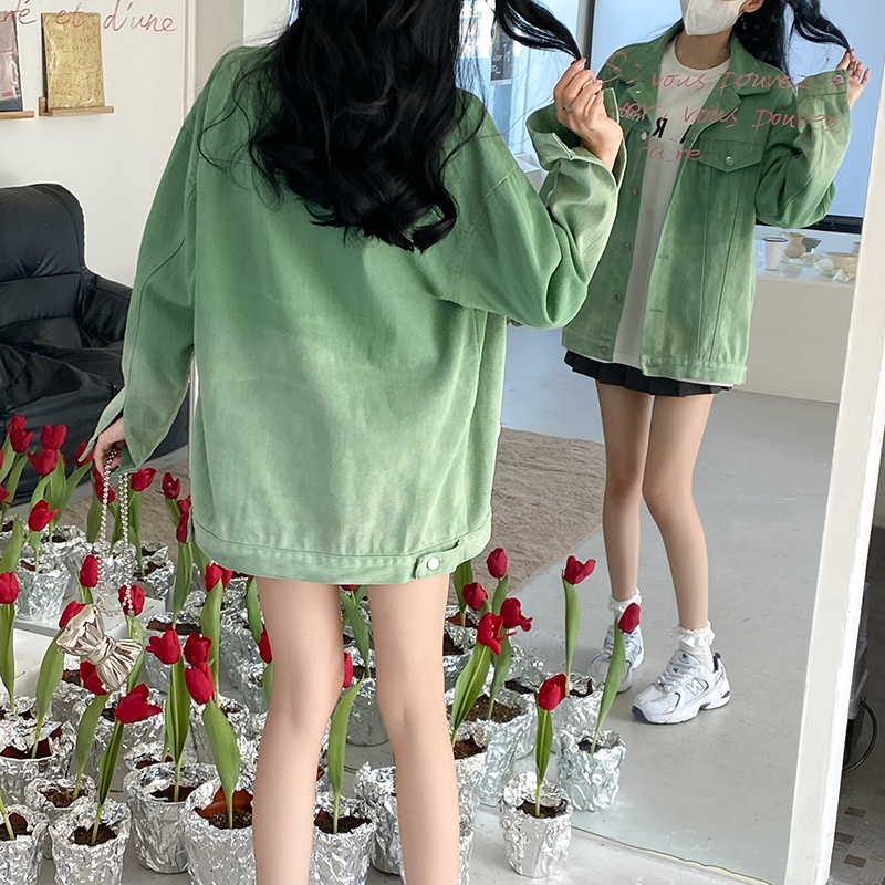 Áo Khoác denim Dáng Rộng Màu gradient Thời Trang Mùa Thu Mới Cho Nữ