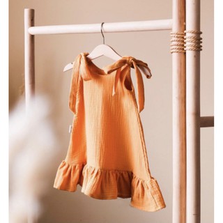 Váy z.a.r.a muslin màu cam lạ cho bé gái