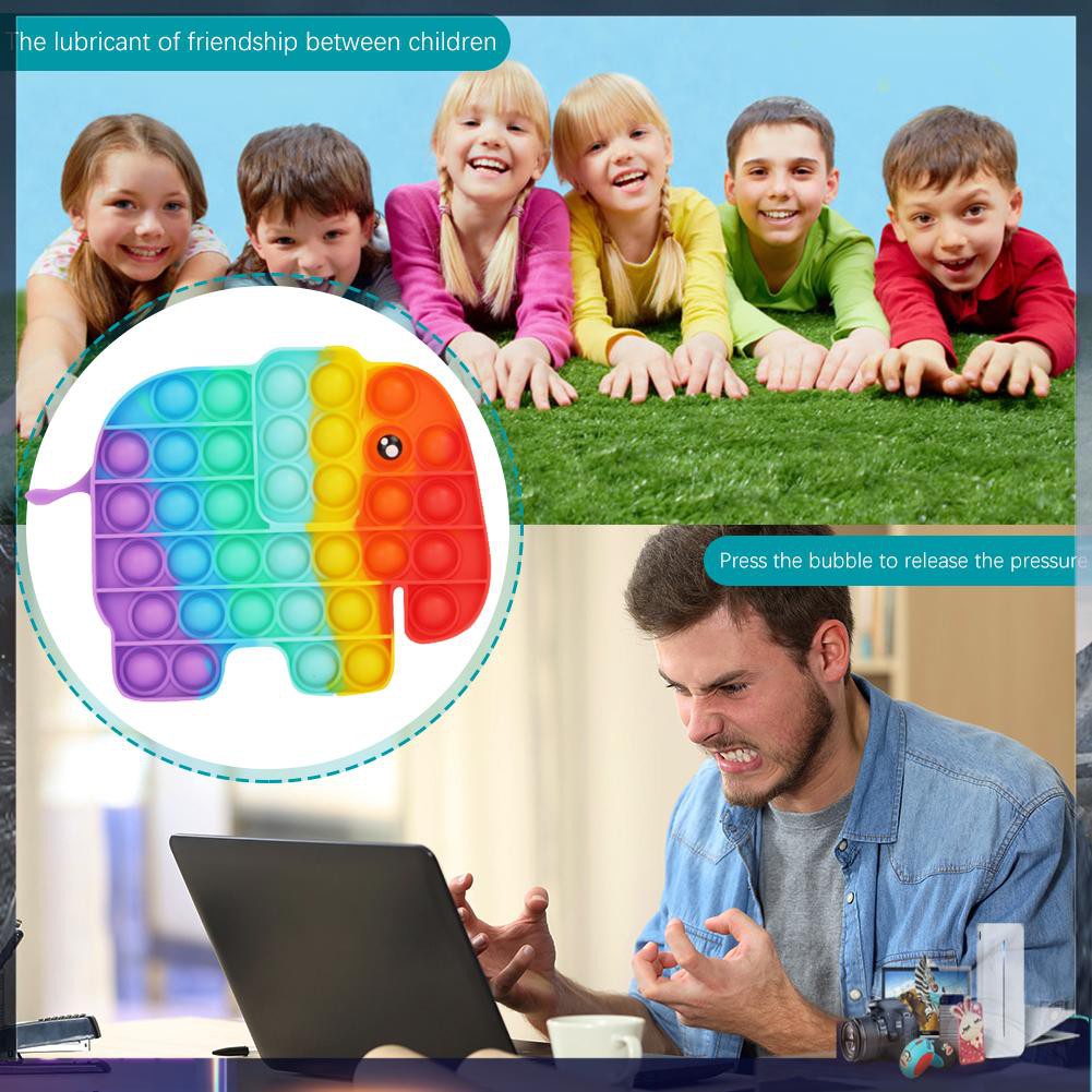 Đồ Chơi Xếp Hình Chú Voi Màu Cầu Vồng Giúp Giảm Căng Thẳng