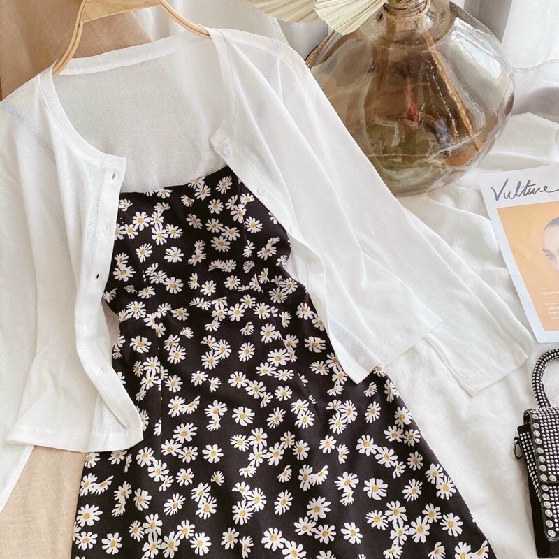 SET ĐẦM 2D HOA CÚC+ KHOÁC CARDIGAN | BigBuy360 - bigbuy360.vn