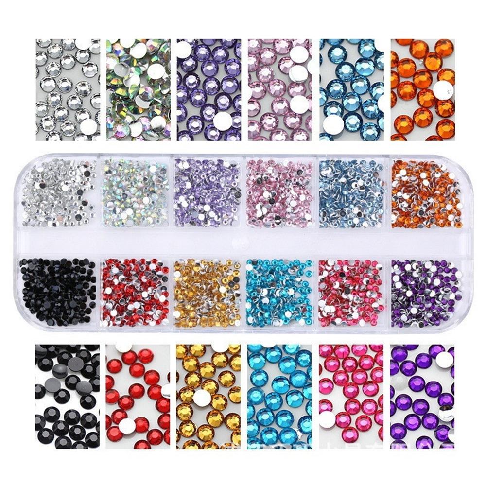 Okdeals 12 Ngăn Phẳng Trở Lại|Kim Tuyến Lấp Lánh Trang Trí Móng Acrylic 3D Cao Cấp|Móng Tay Giả