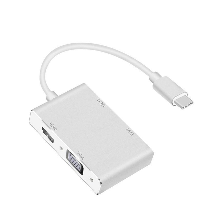 Cáp 4 in 1 chuyển đổi typeC sang HDMI/ VGA/ DVI/ USB - hỗ trợ FullHD (nhiều màu)