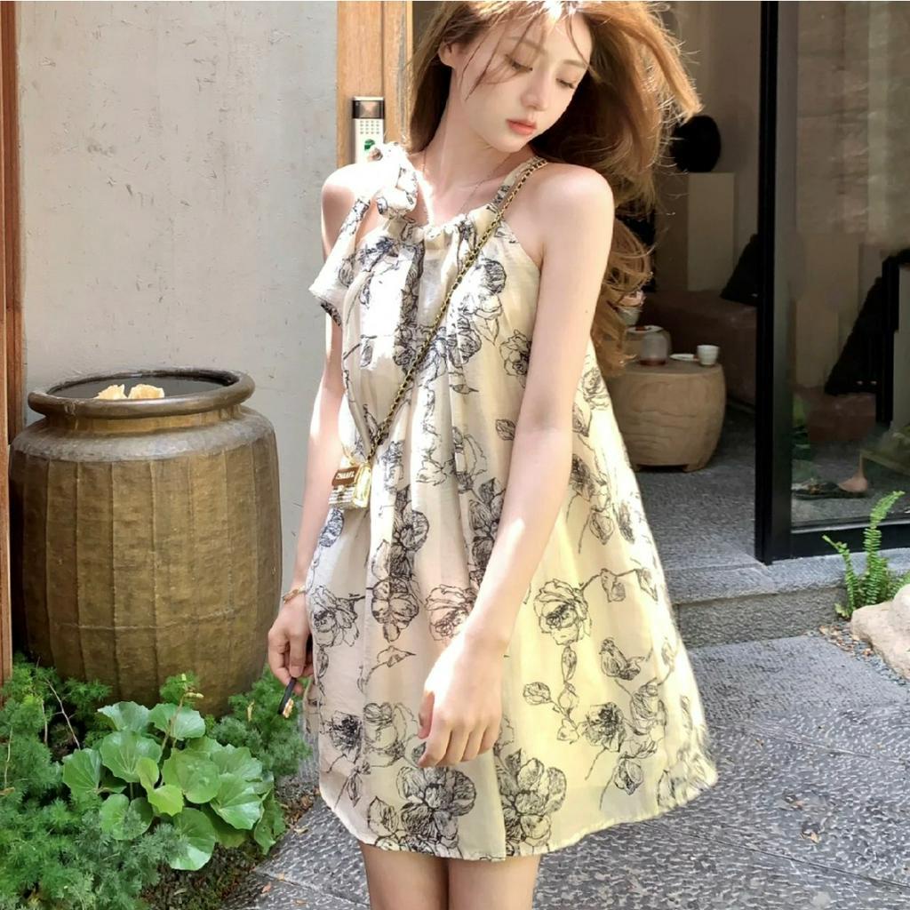Đầm Nữ Không Tay Họa Tiết Hoa Thời Trang Quyến Rũ