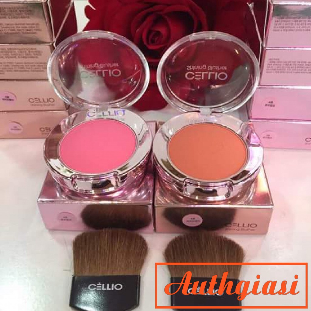 Phấn má Cellio Shining Blusher kèm chổi má | BigBuy360 - bigbuy360.vn