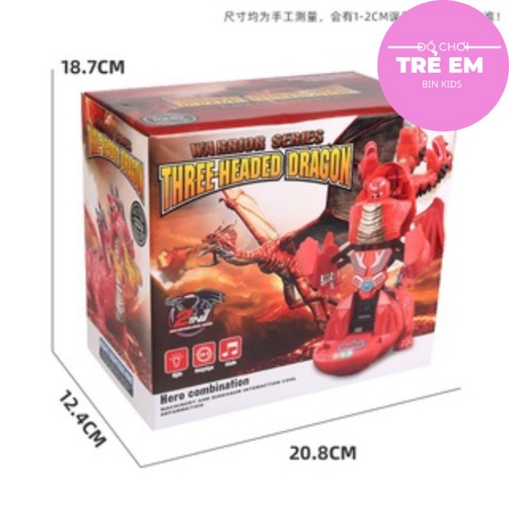 Đồ chơi khủng long 3 đầu đẻ trứng có đèn và âm thanh cho bé