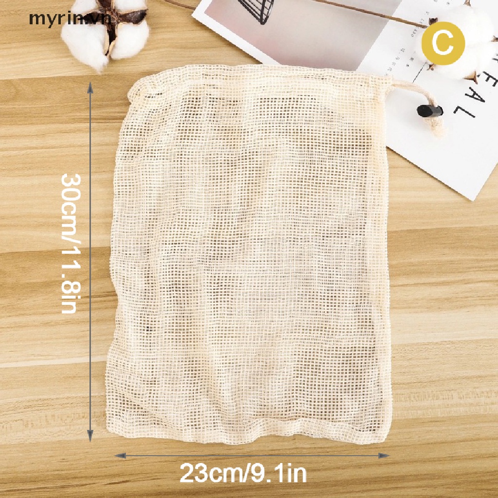 Túi Lưới Cotton Đựng Trái Cây Tái Sử Dụng Tiện Lợi