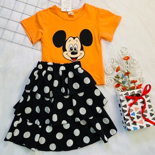 sét bộ bé gái size 14-24kg mickey chấm bi