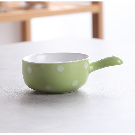 Bát ăn dặm gốm sứ hình chảo chấm bi cho bé - 100ml