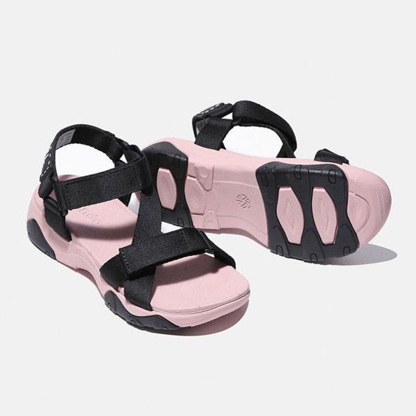 Giầy sandal Shondo Girly đế hồng quai đen GIM7010