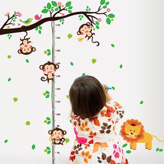 Decal dán tường Đo chiều cao khỉ đu dây