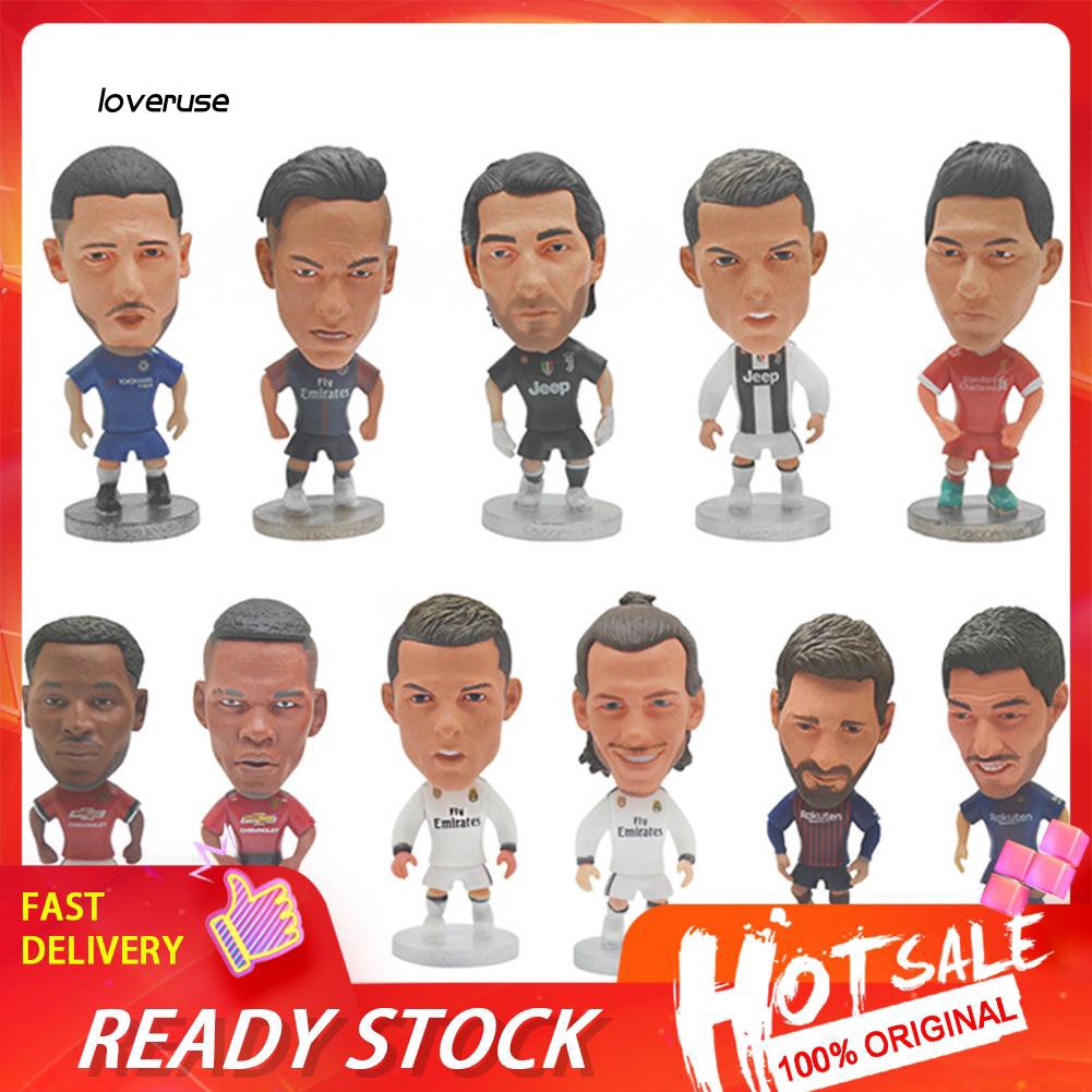 LOVE_1Pc Mini Manchester United Soccer Player Messi Ronaldo PVC Figurine Toy Gift