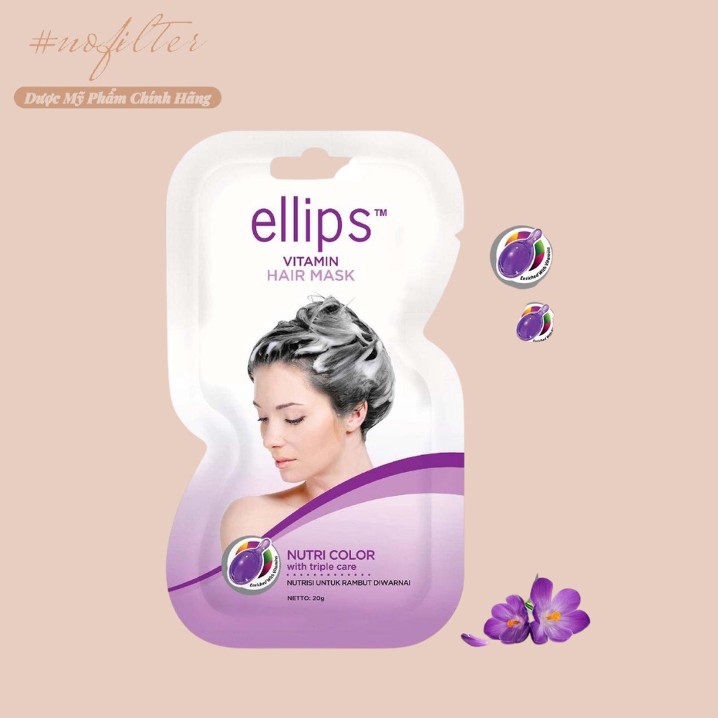 Kem ủ tóc cho tóc uốn nhuộm Ellips Vitamin Hair Mask Nutri Color 20g