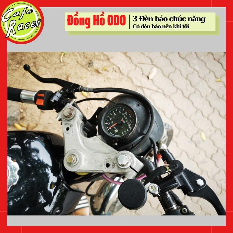 Đồng hồ odo đo km có 3 đèn báo chức năngvỏ kim loại sơn tĩnh điện dùng đô xe CAFE RACER GN125 Win