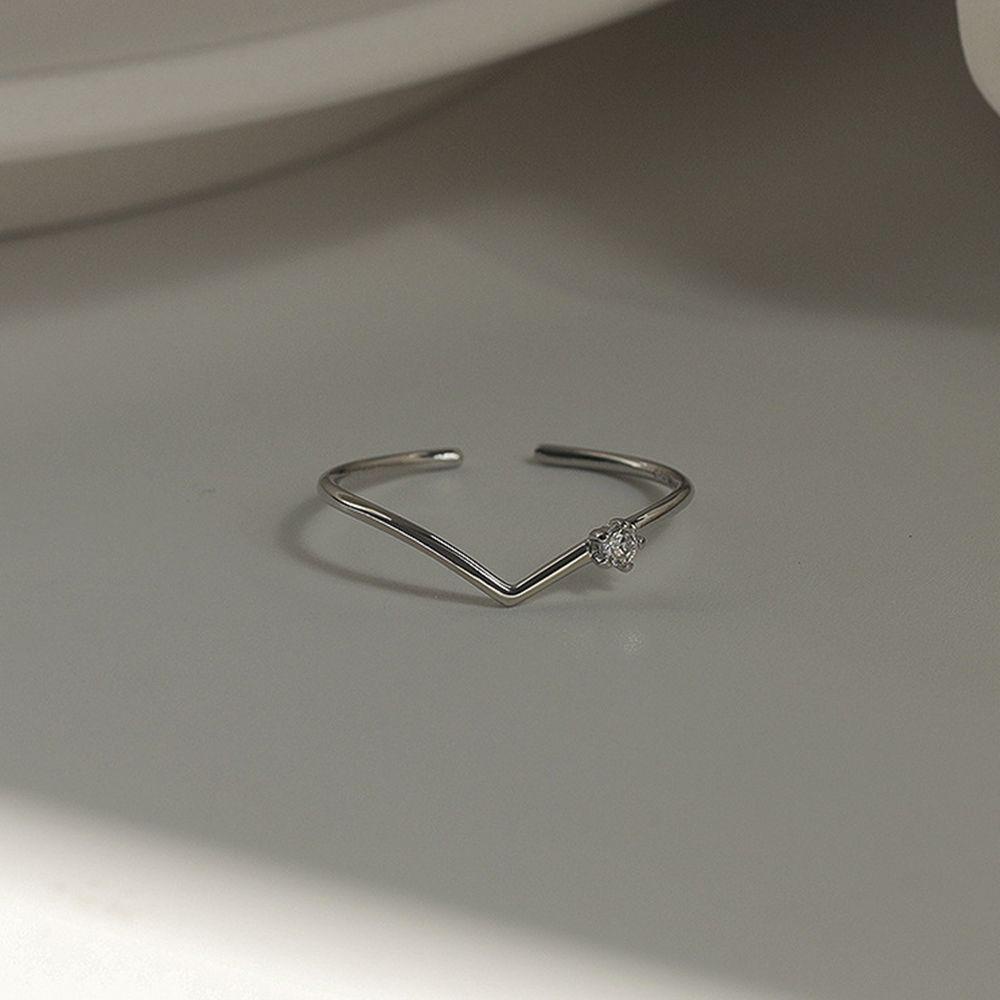 Nhẫn VANES1 Chữ V Thiết Kế Đơn Giản Ngọt Ngào Phong Cách Hàn Quốc Cho Nữ