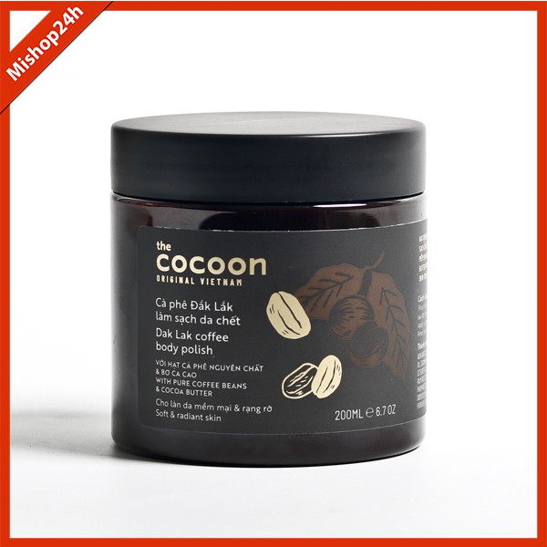 Cà phê Đắk Lắk làm sạch da chết, Tẩy tế bào chết body Cocoon Vietnam 200ML