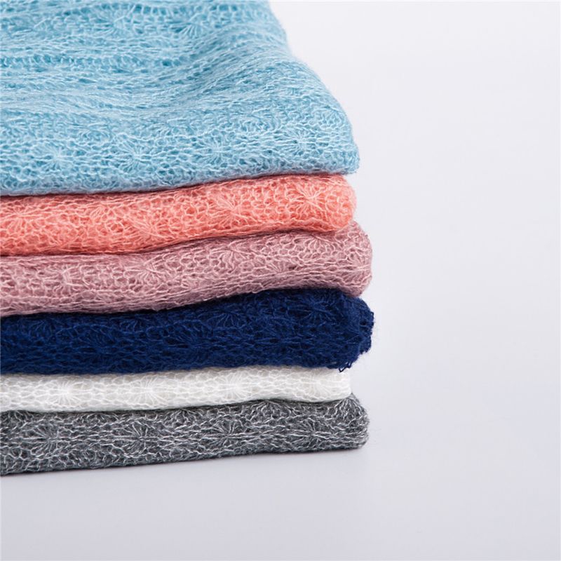 Bộ phụ kiện chụp ảnh gồm khăn dệt co dãn và phụ kiện tóc dùng cho trẻ sơ sinh