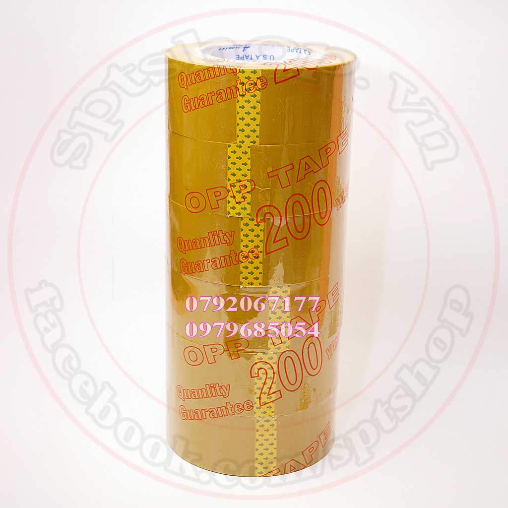 Băng keo 200 yard loại cây 2kg, băng dính đóng hàng màu vàng đục