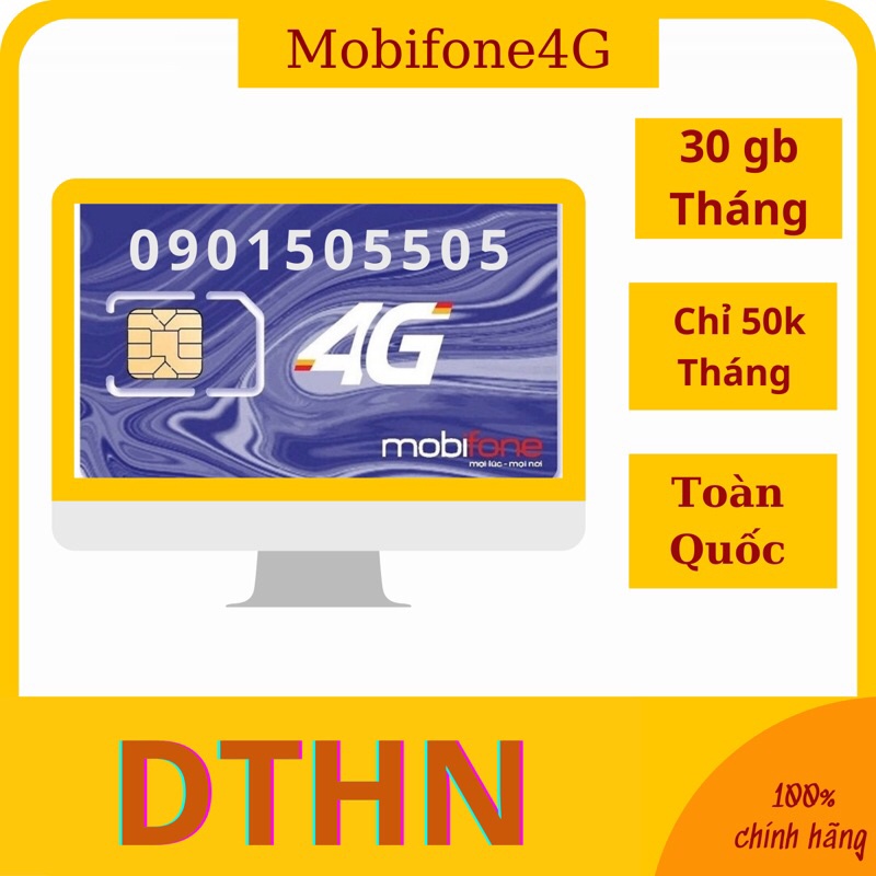 [ DTHN ] Sim 4g MoBiFone Max Băng Thông Chỉ 50k/ Tháng. Sim sử dụng cả năm.