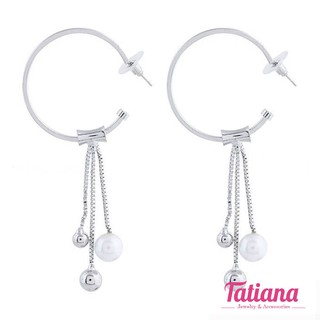 Bông tai khoen tròn dài - Tatiana - b2524 (bạc)