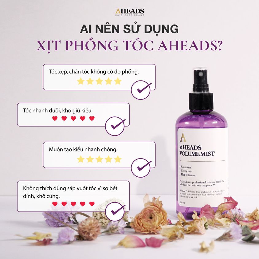 Xịt Phồng Tóc Hàn Quốc Aheads Volume Mist Dễ Vào Nếp, Dễ Tạo Kiểu Và Nuôi Dưỡng Tóc 250ml