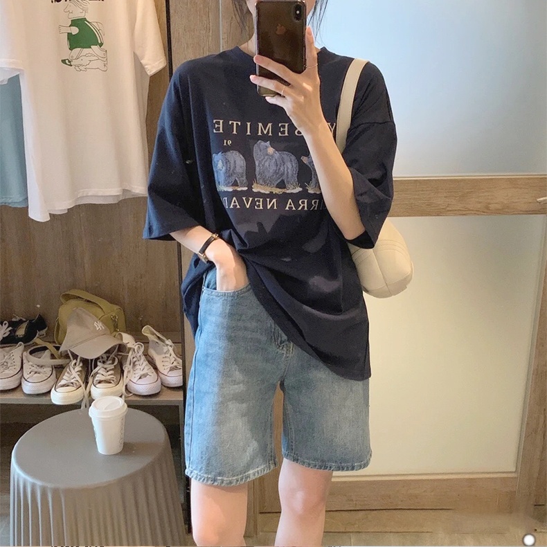 Quần short jean lửng ngố ống rộng quần ngố bò xanh phong cách học sinh Ullzang MSHA