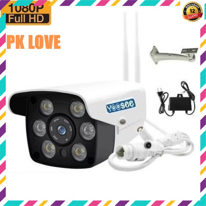 Camera ngoài trời, chống nước Yoosee Full HD 1080P 4 Led trợ sáng quay ban đêm có màu