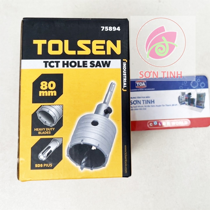 TOLSEN Mũi khoan lỗ khoét lỗ tường bê tông 80mm Hole Saw 75894