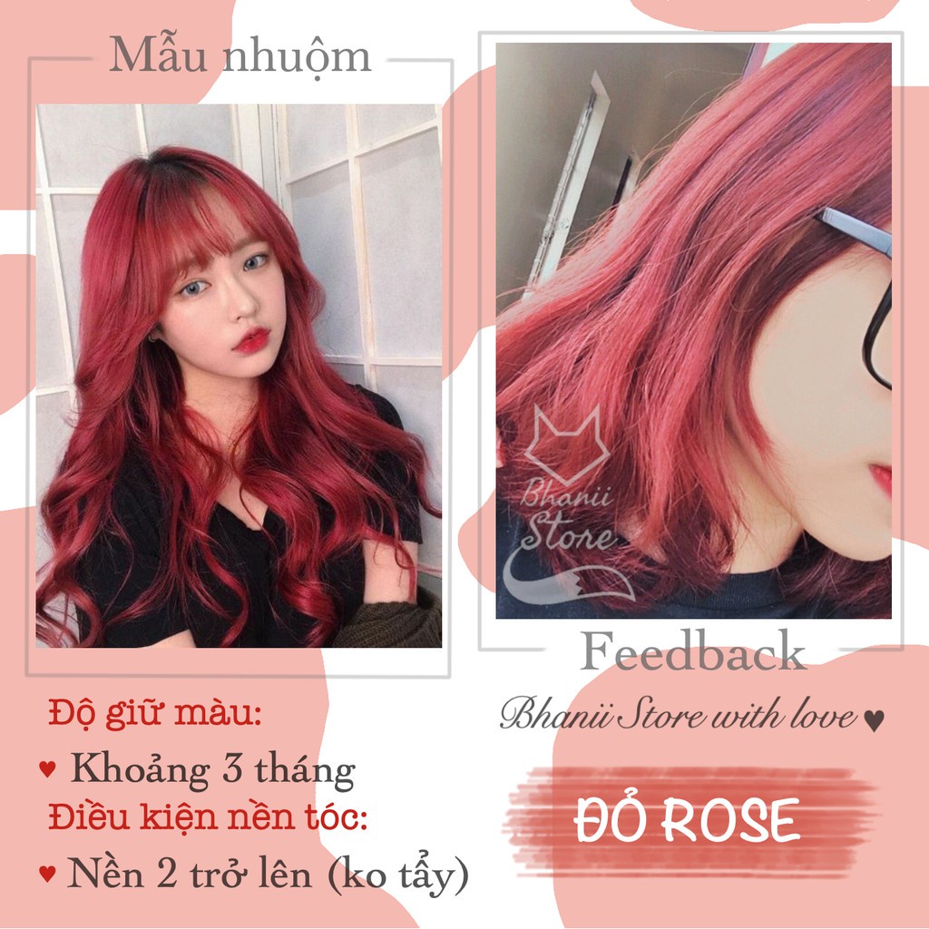 COMBO mới- Thuốc nhuộm tóc tại nhà màu ĐỎ ROSE tặng kèm oxi và gang tay