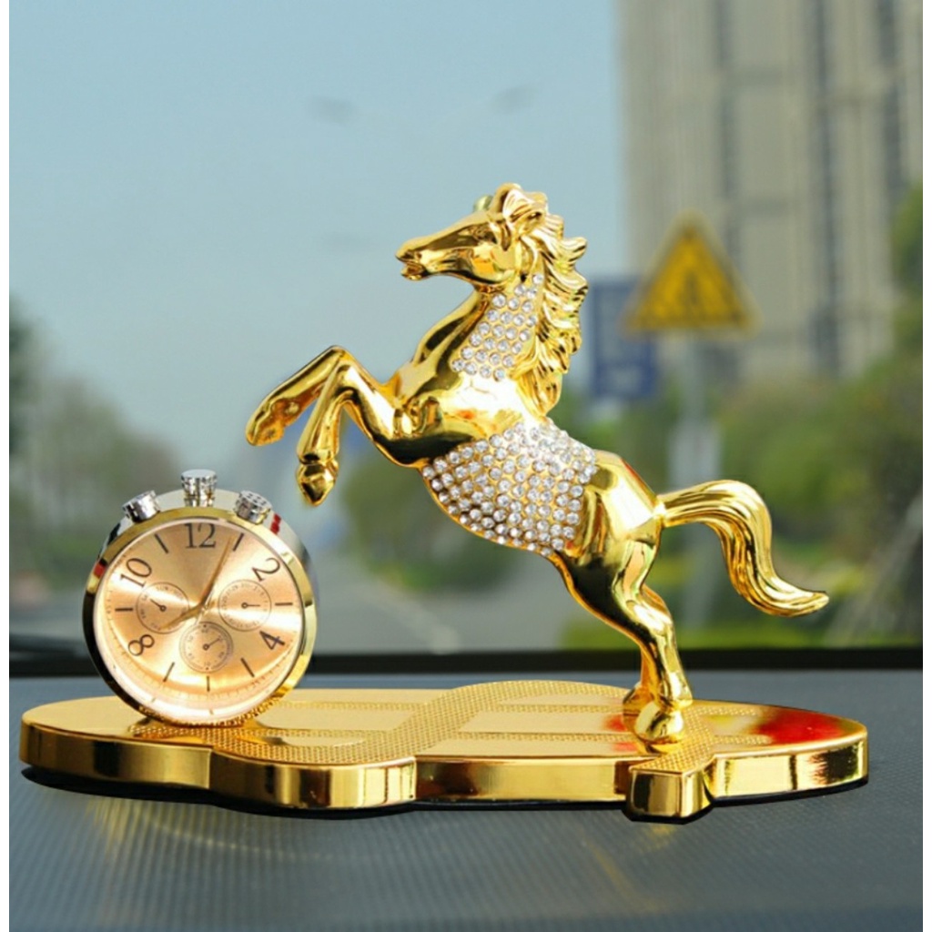 Tượng ngựa vàng nước hoa đính đá Pha lê trang trí nhà cửa hoặc đặt taplo ô tô
