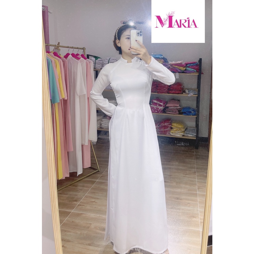 [𝐌𝐀𝐑𝐈𝐀] ÁO DÀI HỌC SINH MÀU 𝐓𝐑Ắ𝐍𝐆 XANH- CỔ VUÔNG dành cho học sinh sinh viên