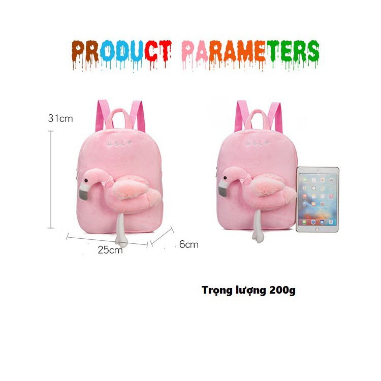 BaloHome - Balo cho bé đi chơi, đi mẫu giáo, Chất nhung mềm, Hình thú rừng đáng yêu