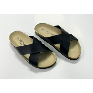 Dép Đế Trấu Birken Quai Chéo Unisex Màu Đen