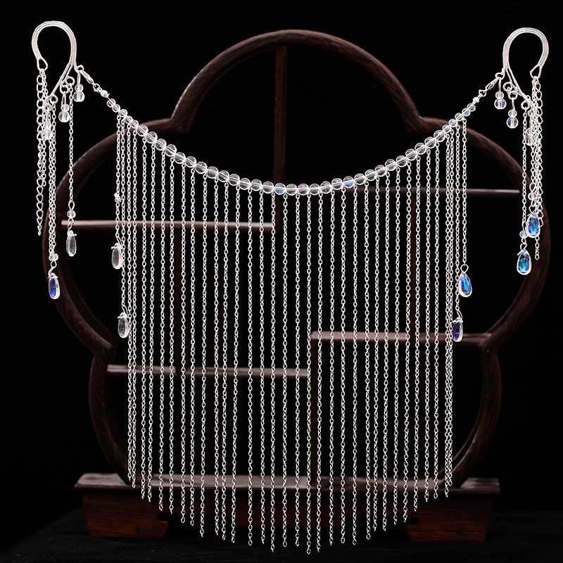 GETNOIVAS Mạng che mặt đính hạt nhiều màu kiểu tua rua dáng dài phong cách Trung Hoa cổ điển dành cho nữ