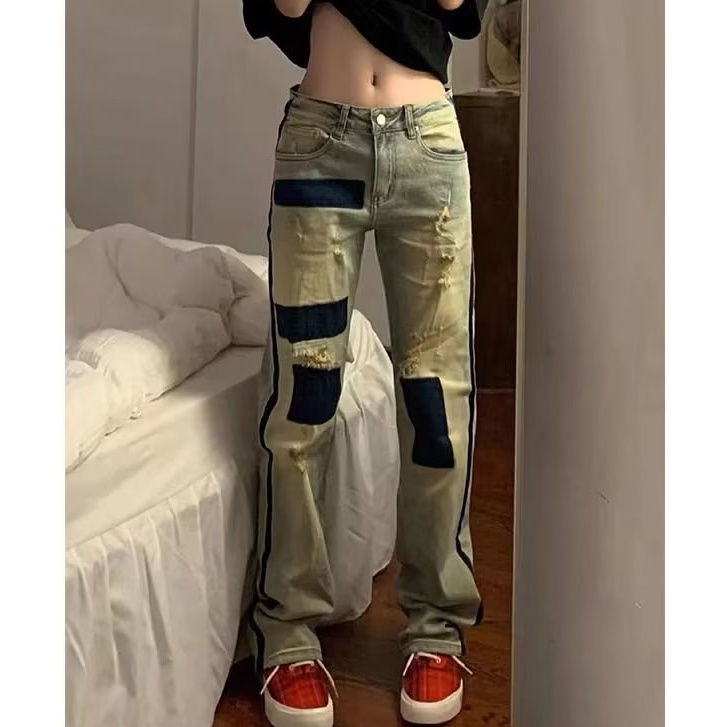 quần bò nam unisex quần jean nữ phong cách Hàn Quốc quần jean nam cao cấp thời trang trẻ tuổi quần bò nam rách gối from rộng jean nam