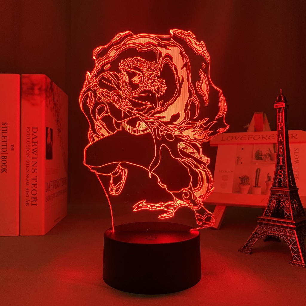 Đèn Led 3d Hình Nhân Vật Anime Demon Slayer Kyojuro Rengoku Dùng Để Trang Trí Phòng Ngủ