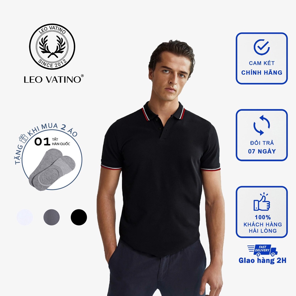 Áo polo nam Leo Vatino phối viền cổ dệt cotton cá sấu co giãn PLGV49 - Galvin
