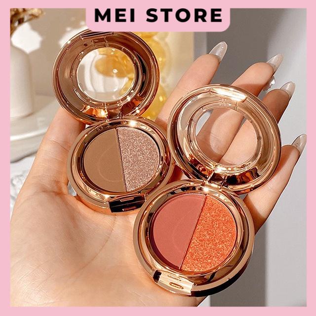 Bảng Phấn Mắt Má Hồng Bắt Sáng MANCOSIE 2 Màu Mềm Lung Linh 3g