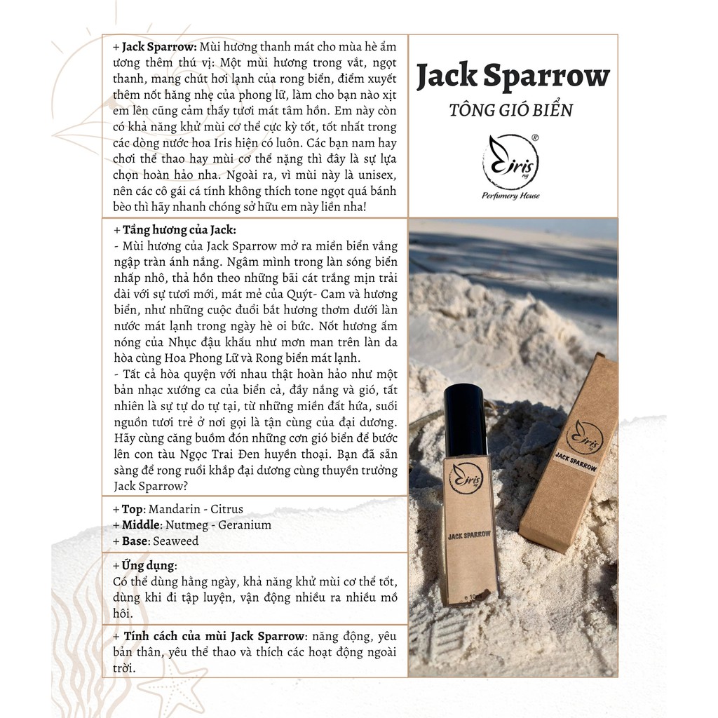 Nước hoa handmade thơm lâu mùi biển mát | IRIS PERFUME | JACK SPARROW - BST Basic Line | Thế Giới Skin Care
