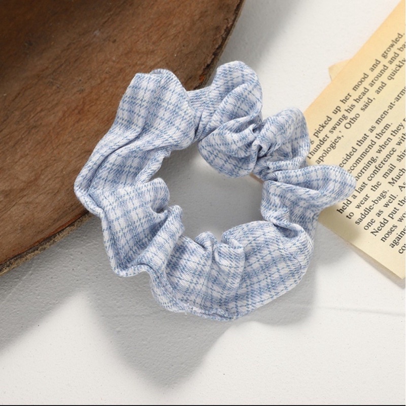 Dây buộc tóc FREESHIPdây cột tóc vải Scunchies nhiều mẫu tone Xanh Biển