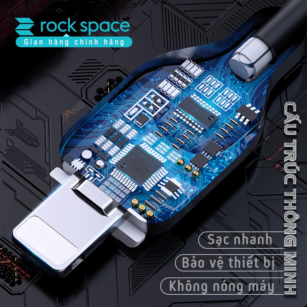 Dây cáp sạc nhanh cho iphone RockSpace Z12, sạc ổn định, không nóng máy, 1m chính hãng bảo hành 12 tháng 1 đổi 1